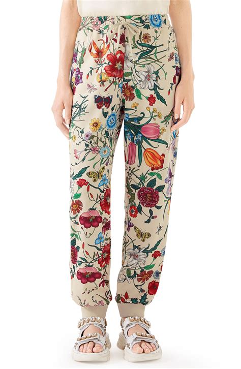 gucci floral pants womens|Gucci wide leg pants.